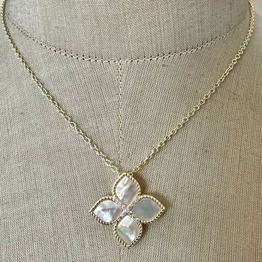 MX Mother-of-Pearl Quatrefoil Pendant Necklace